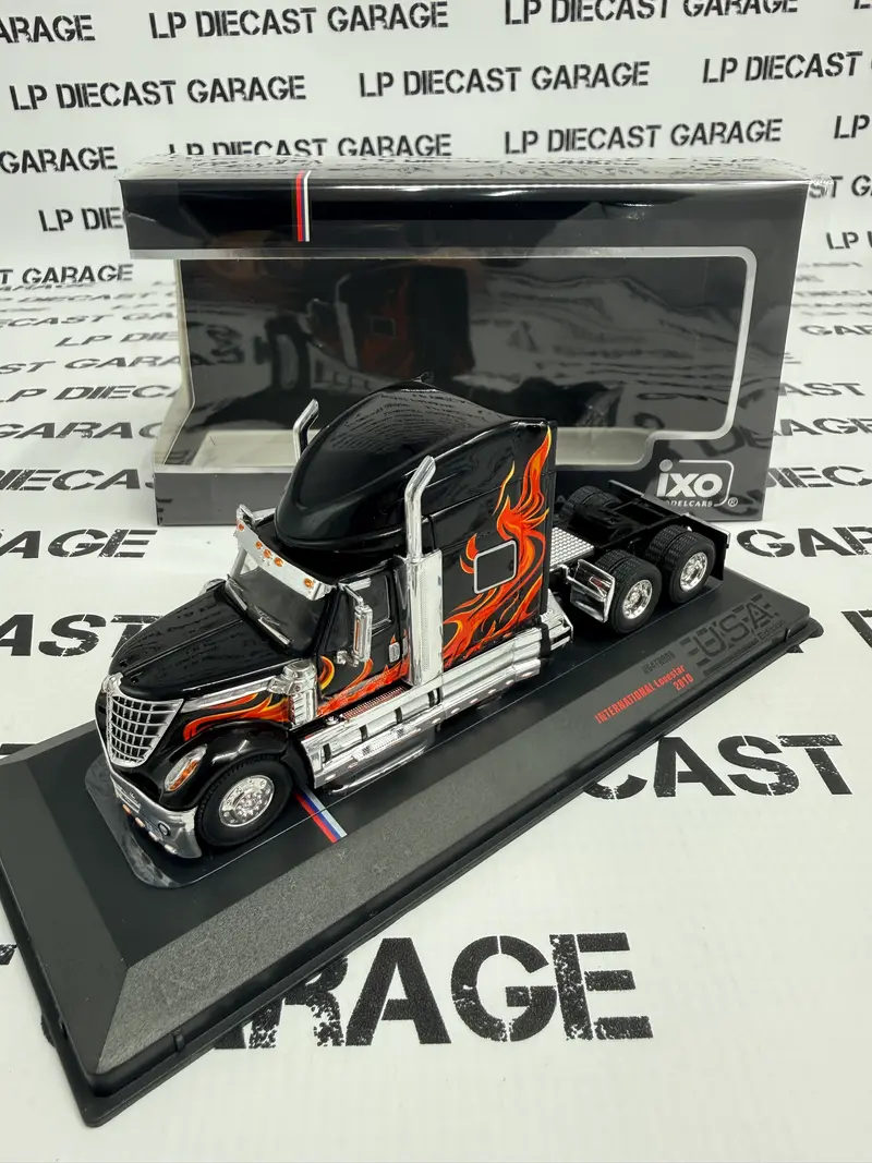 IXO Models 2010 International Lonestar Black w/ Flames Semi Truck 1