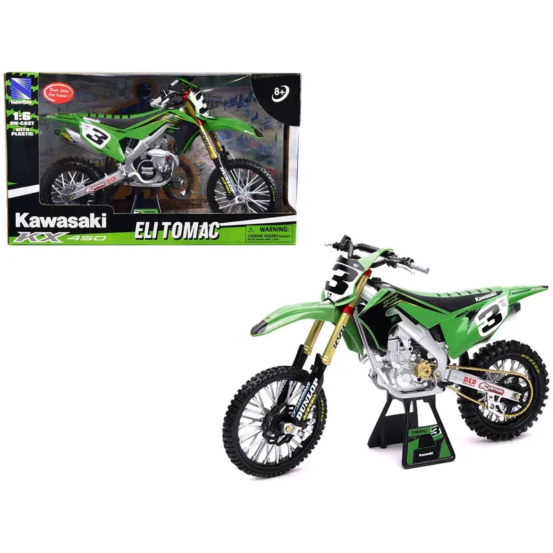 Kawasaki KX 450F Dirt Bike Motorcycle #3 Eli Tomac Green and Black "Kawasaki Racing Team" 1/6 Diecast Model by New Ray