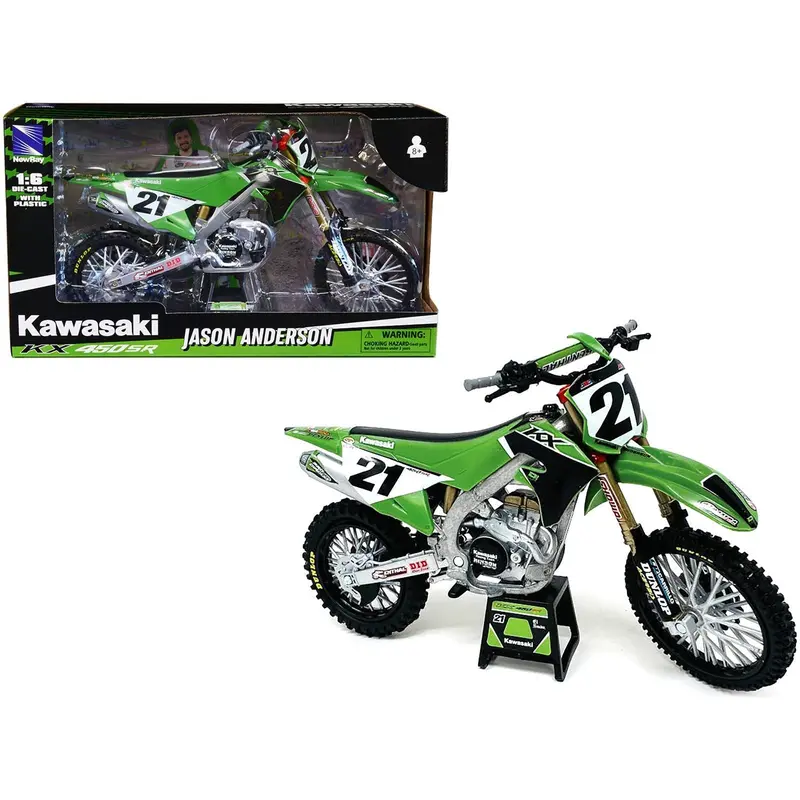 Kawasaki KX450SR Dirt Bike Motorcycle #21 Jason Anderson Green and Black "Kawasaki Racing Team" 1/6 Model by New Ray