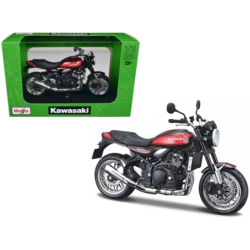 Kawasaki Z900RS Brown with Orange Stripes with Stand 1/12 Diecast Motorcycle Model by Maisto
