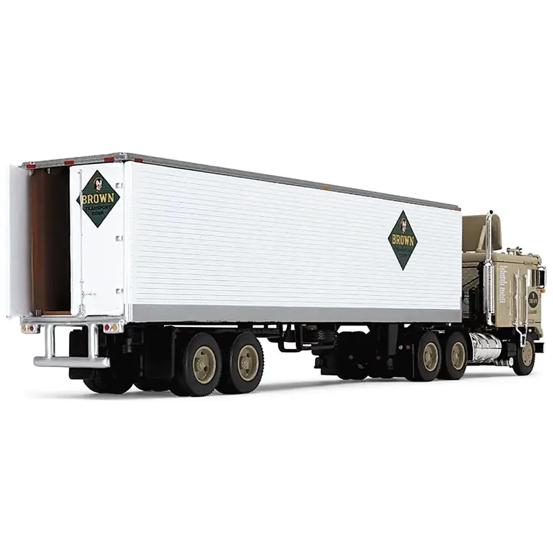 Kenworth K100 COE with 40' Vintage Dry Goods Trailer "Brown Transport Corp" Light Brown "Fallen Flag" Series 1/64 Diecast Model by DCP/First Gear