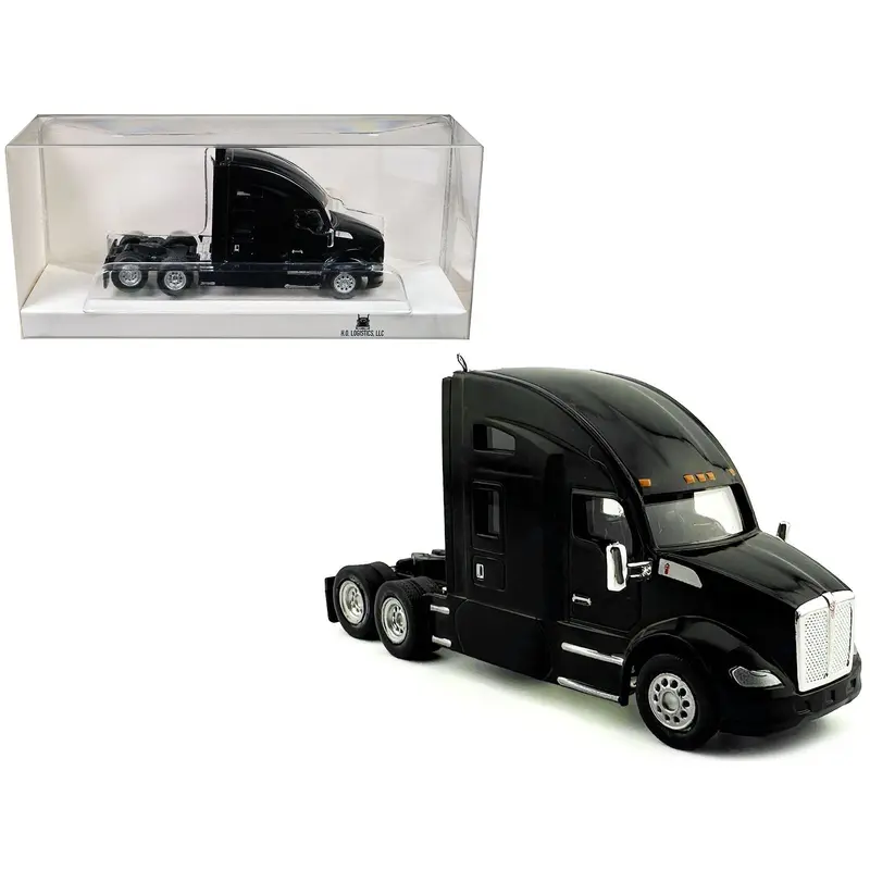 Kenworth T680 Sleeper Cab Black 1/87 (HO) Plastic Model Car by HO Logistics