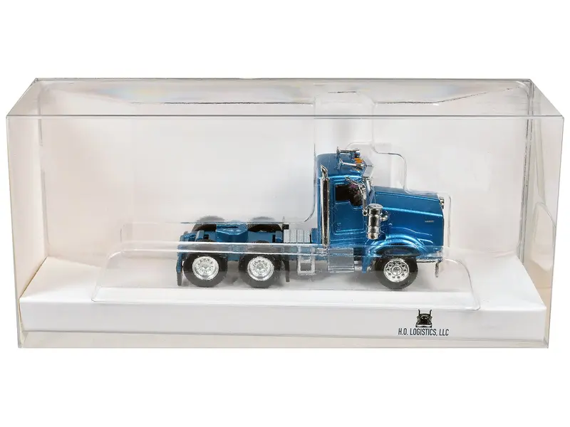 Kenworth T800 Day Cab Blue Metallic 1/87 (HO) Scale Plastic Model Car by HO Logistics