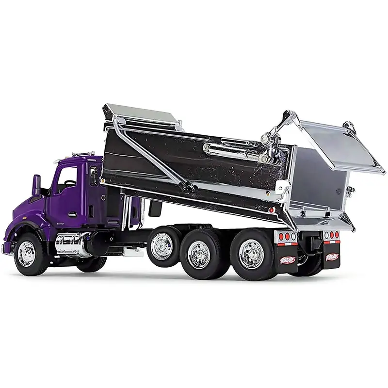 Kenworth T880 Day Cab with Rogue Transfer Dump Body Truck Purple and Chrome 1/64 Diecast Model by DCP/First Gear