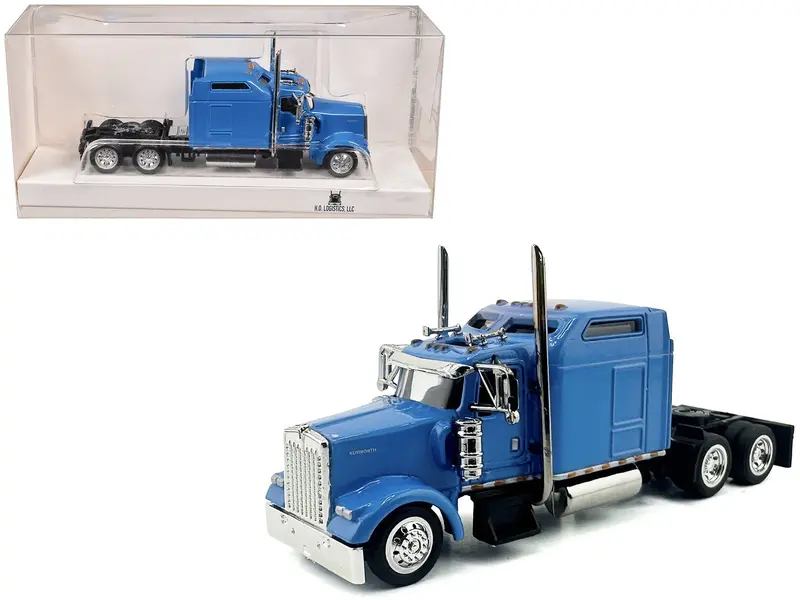 Kenworth W900L Truck Tractor with Sleeper Cab Baby Blue 1/87 (HO) Scale Plastic Model Car by HO Logistics