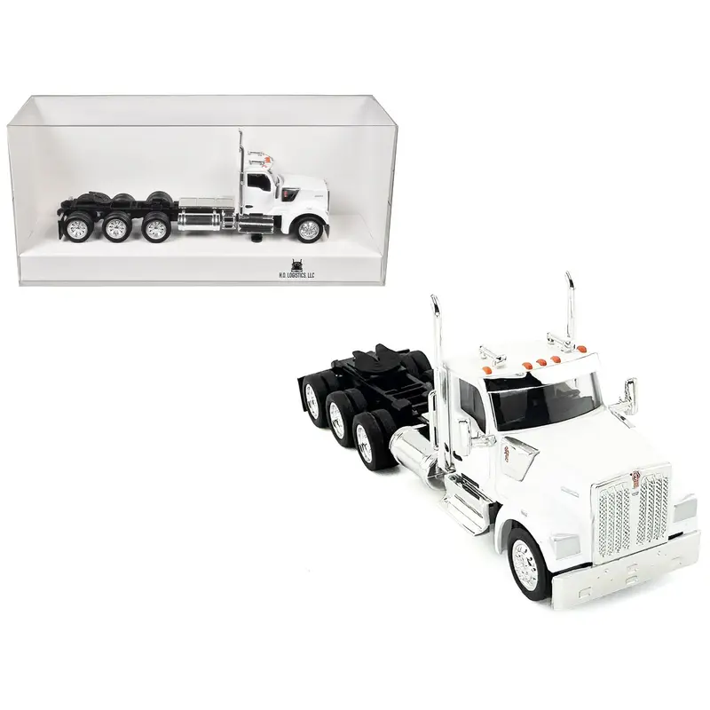 Kenworth W990 3-Axel Day Cab White 1/87 (HO) Plastic Model Car by HO Logistics