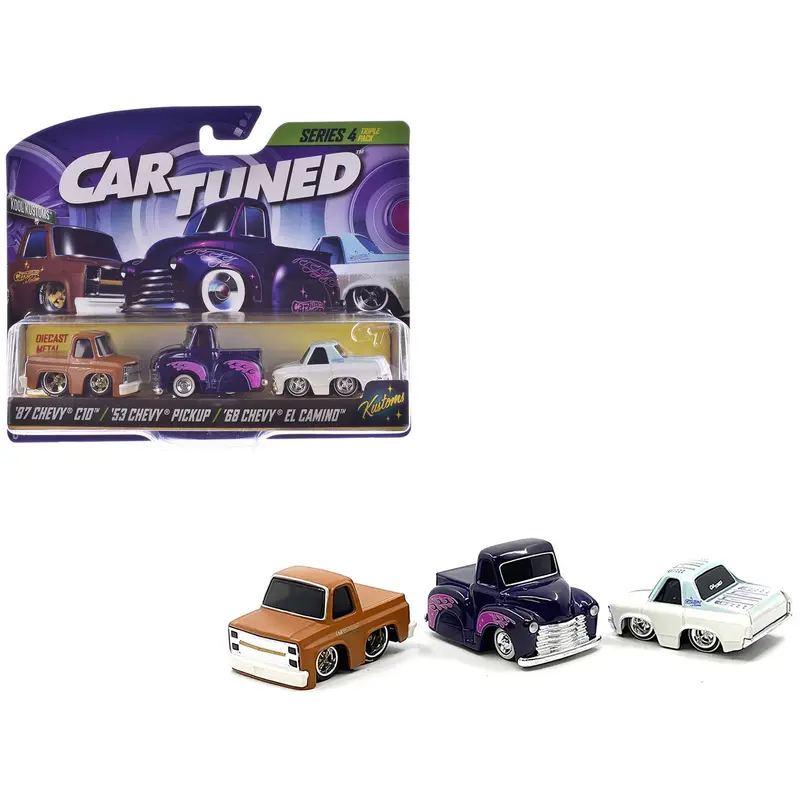 "Kustoms" Series 4 Chevrolet Triple Pack Set of 3 Cars Diecast Model Cars by CarTuned