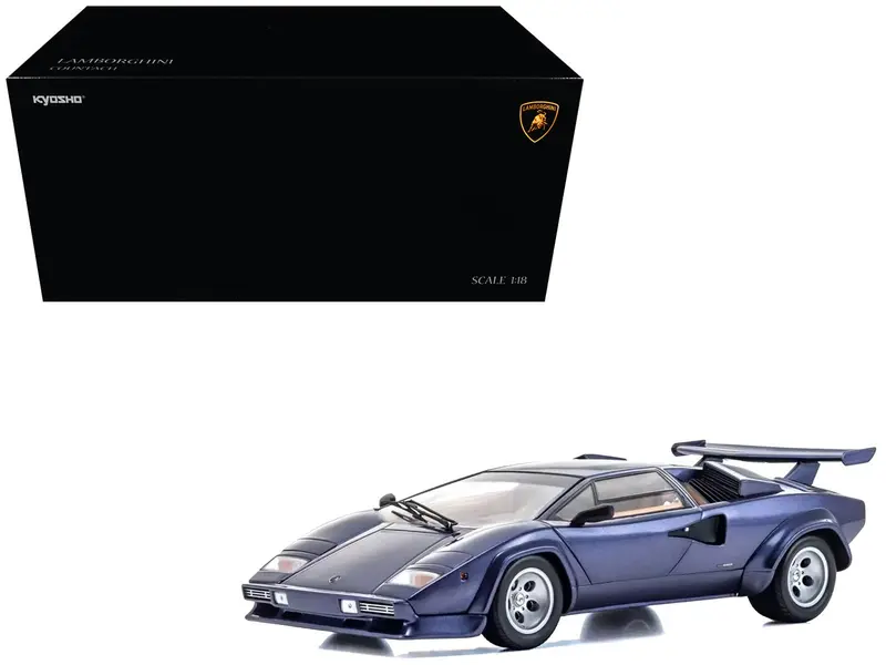 Lamborghini Countach LP 5000 Quattrovalvole Dark Blue Metallic 1/18 Diecast Model Car by Kyosho