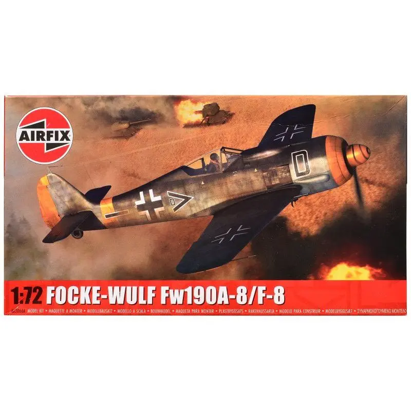 Level 1 Model Kit Focke-Wulf Fw190-A8/F-8 Fighter Aircraft with 2 Scheme Options 1/72 Plastic Model Kit by Airfix