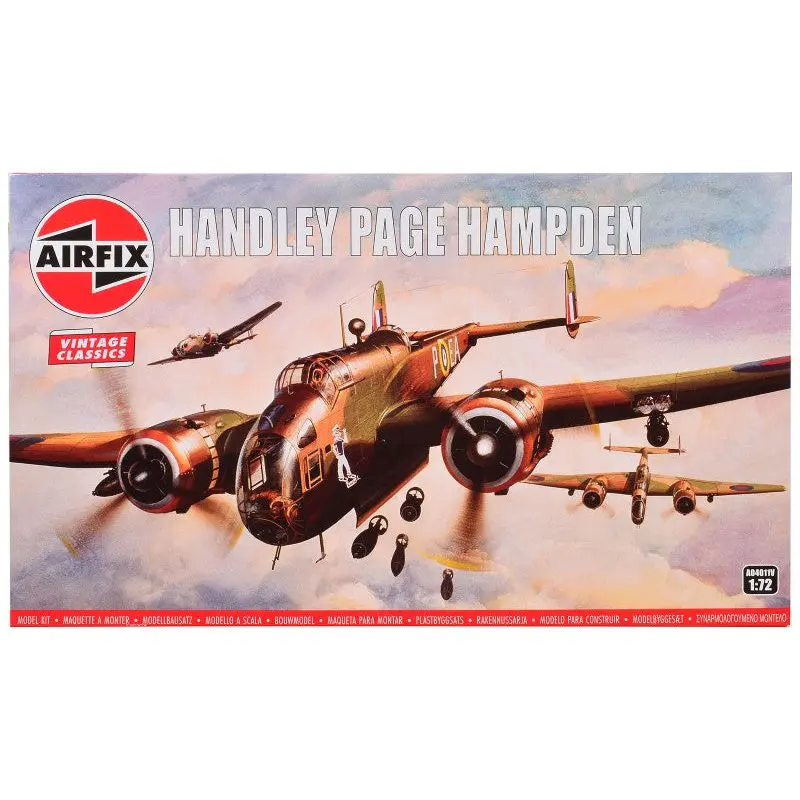 Level 2 Model Kit Handley Page Hampden Bomber Aircraft 1/72 Plastic Model Kit by Airfix