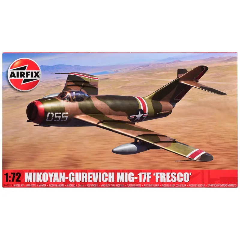 Level 2 Model Kit Mikoyan-Gurevich MiG-17F "Fresco" Fighter Aircraft with 2 Scheme Options 1/72 Plastic Model Kit by Airfix