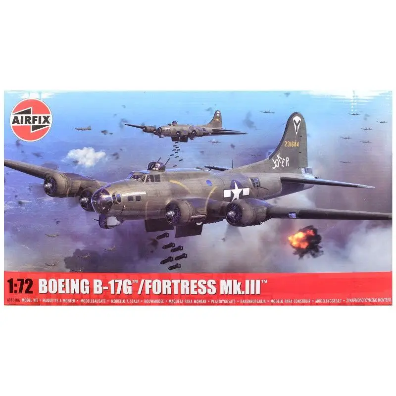 Level 3 Model Kit Boeing B-17G/Fortress Mk.III Aircraft with 2 Scheme Options 1/72 Plastic Model Kit by Airfix