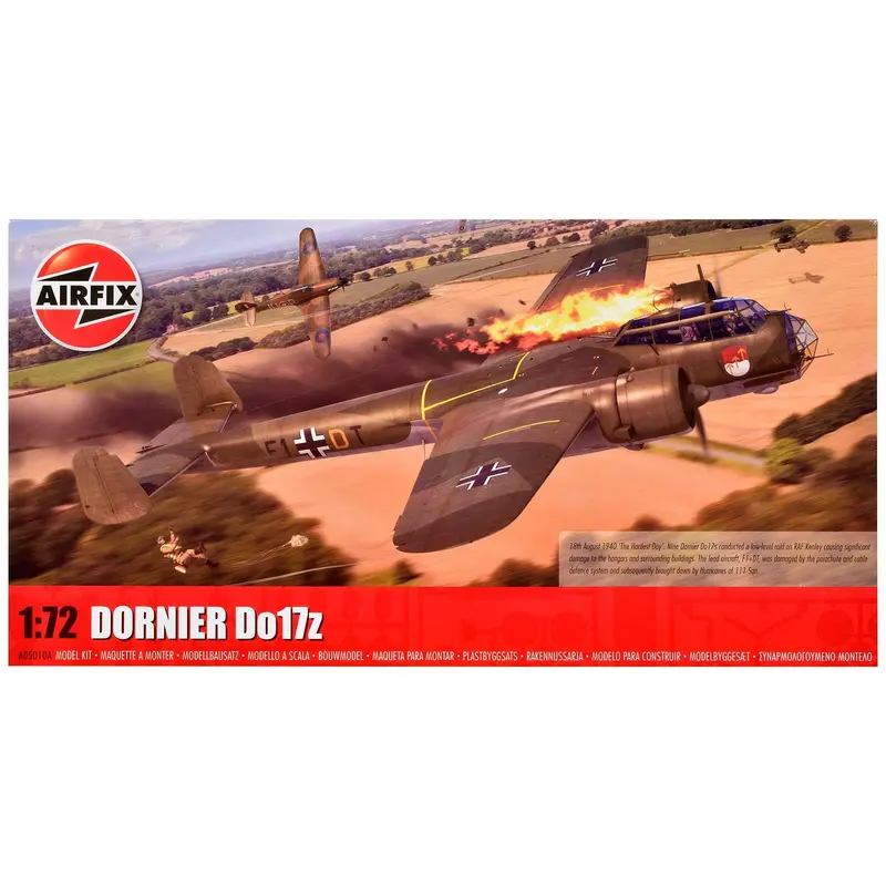 Level 3 Model Kit Dornier Do 17z Bomber Aircraft with 2 Scheme Options 1/72 Plastic Model Kit by Airfix