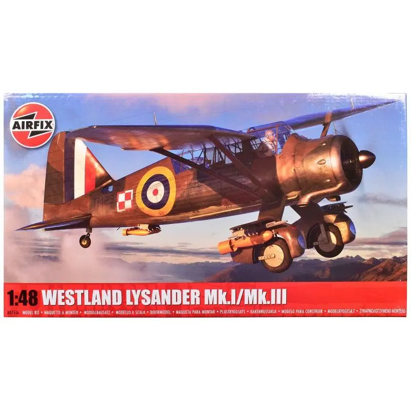 Level 3 Model Kit Westland Lysander Mk.I/Mk.III Aircraft with 2 Scheme Options 1/48 Plastic Model Kit by Airfix