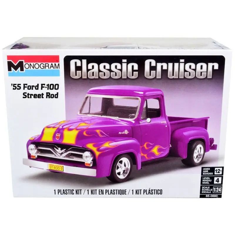 Level 4 Model Kit 1955 Ford F-100 Street Rod Pickup Truck "Classic Cruiser" 1/24 Scale Model by Revell