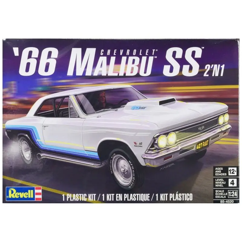 Level 4 Model Kit 1966 Chevrolet Malibu SS 2-in-1 Kit 1/24 Scale Model by Revell