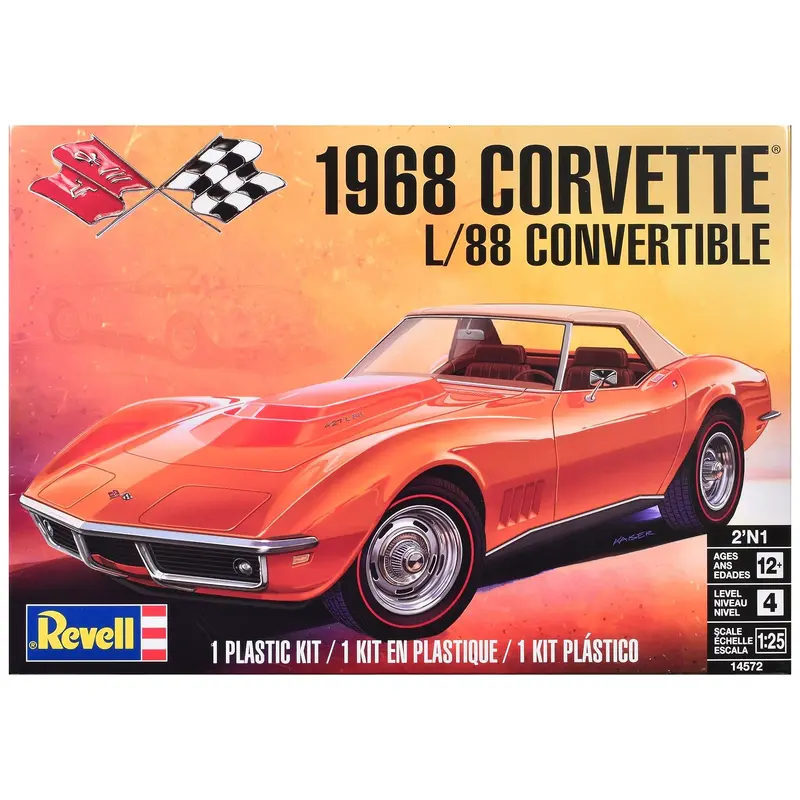 Level 4 Model Kit 1968 Chevrolet Corvette L/88 Convertible 2-in-1 1/25 Scale Model by Revell