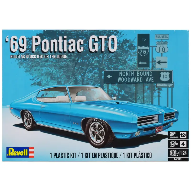 Level 4 Model Kit 1969 Pontiac GTO 2-in-1 Kit 1/24 Scale Model by Revell