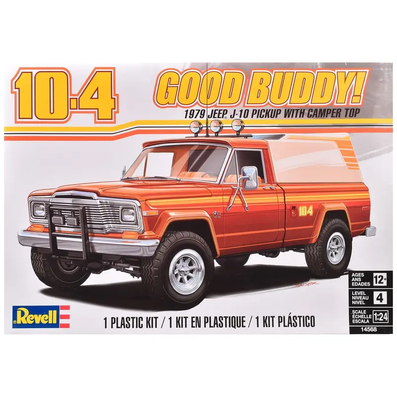 Level 4 Model Kit 1979 Jeep J-10 Pickup Truck with Camper Top 1/24 Scale Model by Revell