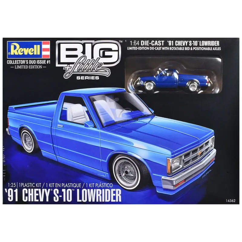 Level 4 Model Kit 1991 Chevrolet S-10 Lowrider Pickup Truck with 1/64 Diecast Version Included "Big + Little Series" 1/25 Scale Model by Revell