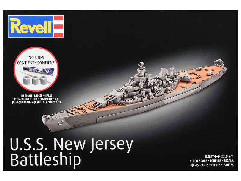 Level 4 Model Kit Battleship U.S.S. New Jersey All-Included Kit 1/1200 Scale Model by Revell