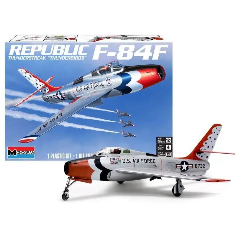 Level 4 Model Kit Republic F-84F Thunderstreak Aircraft "US Air Force Thunderbirds" "Monogram" Series 1/48 Scale Model by Revell