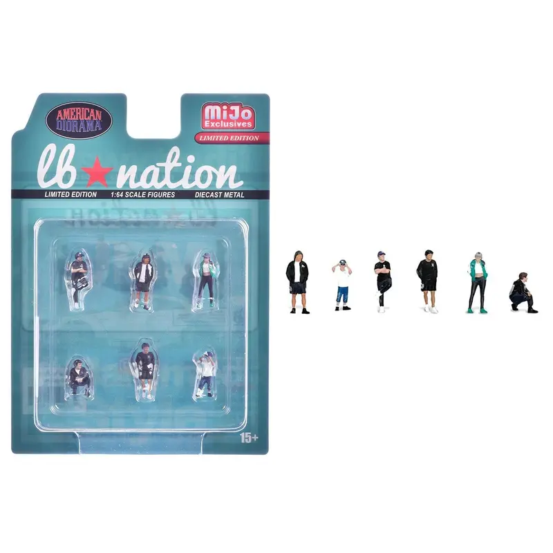 "Liberty Walk LB Nation" 6 piece Diecast Figure Set Limited Edition for 1/64 Scale Models by American Diorama