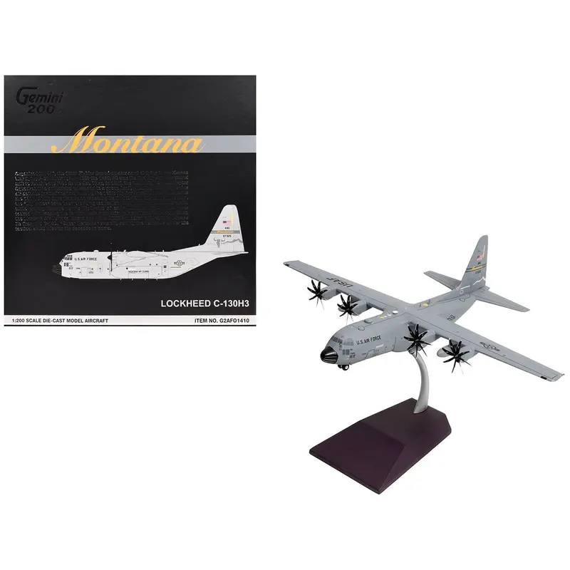 Lockheed C-130H3 Hercules Transport Aircraft "Montana Air National Guard, Great Falls ANGB" United States Air Force "Gemini 200" Series 1/200 Diecast Model Airplane by GeminiJets