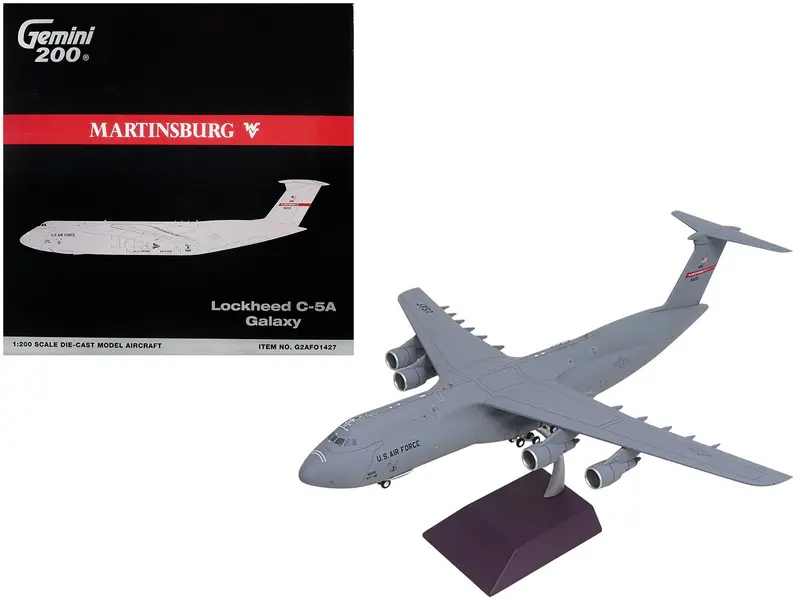 Lockheed C-5A Galaxy Transport Aircraft "68-0222 Martinsburg West Virginia Air National Guard" United States Air Force "Gemini 200" Series 1/200 Diecast Model by GeminiJets