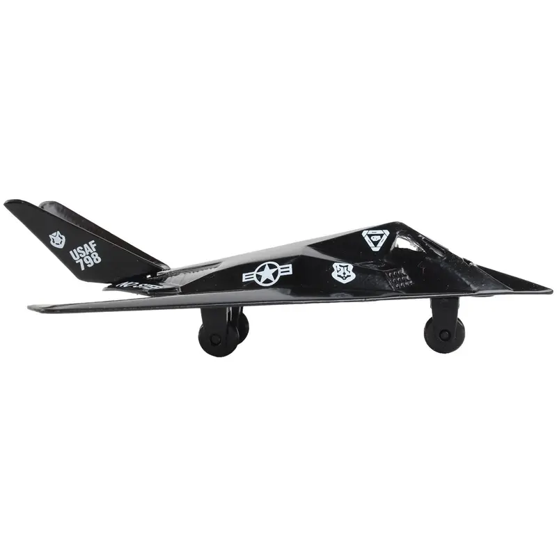 Lockheed F-117 Nighthawk Stealth Aircraft Black "United States Air Force" with Runway Section Diecast Model Airplane by Runway24