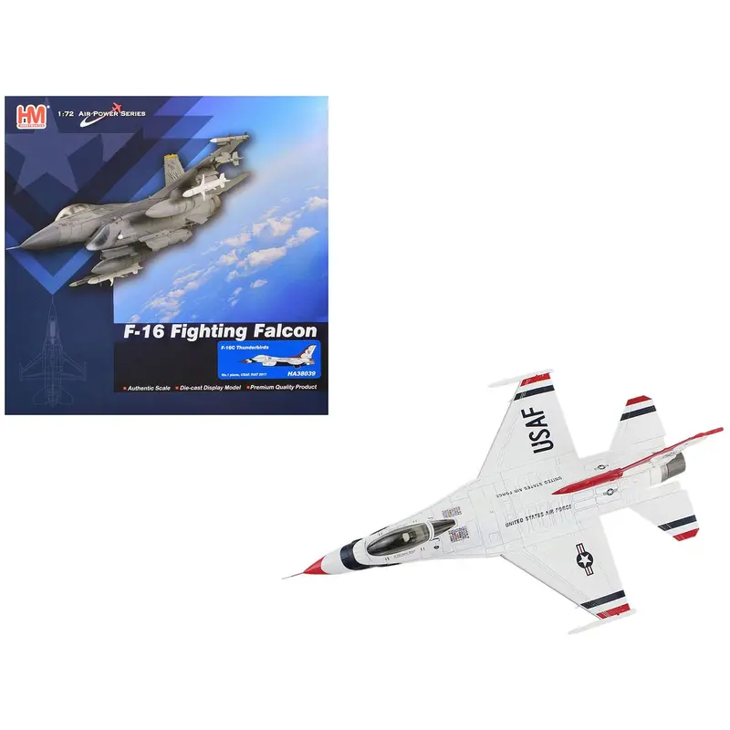 Lockheed F-16C Fighting Falcon Fighter Aircraft "Thunderbirds #1 Royal International Air Tattoo" (2017) United States Air Force "Air Power Series" 1/72 Diecast Model by Hobby Master