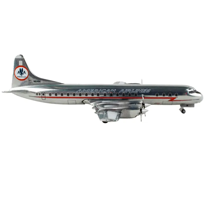 Lockheed L-188 Electra Commercial Aircraft "American Airlines" Silver with Red Stripes 1/400 Diecast Model Airplane by GeminiJets