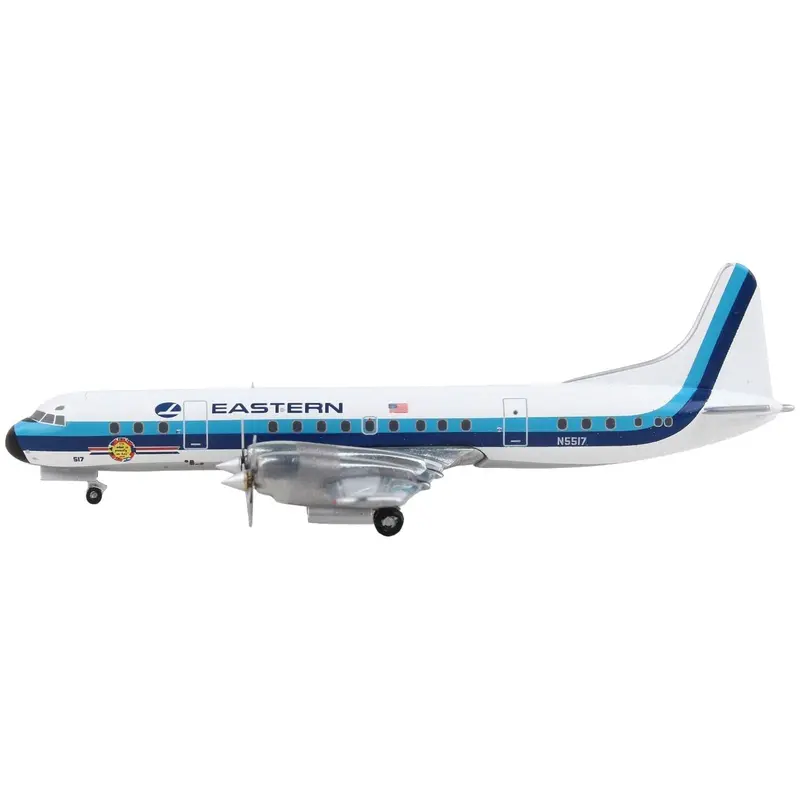 Lockheed L-188 Electra Commercial Aircraft "Eastern Air Lines" White with Blue Stripes 1/400 Diecast Model Airplane by GeminiJets