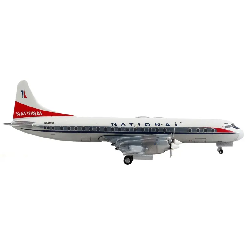 Lockheed L-188 Electra Commercial Aircraft "National Airlines" White with Red Tail 1/400 Diecast Model Airplane by GeminiJets