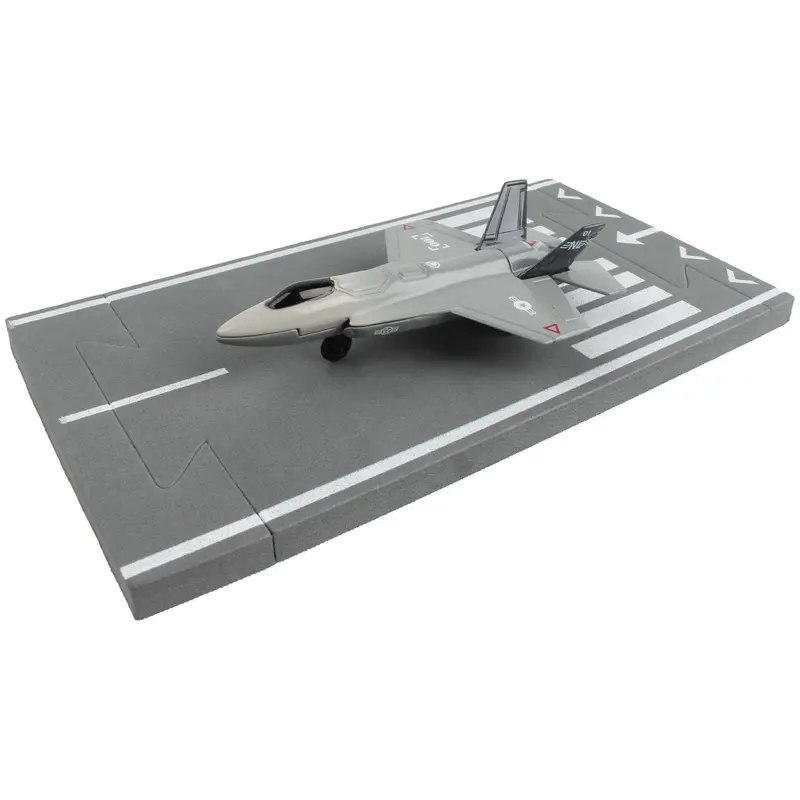 Lockheed Martin F-35 Lightning II Aircraft Gray "Joint Strike Fighter" with Runway Section Diecast Model Airplane by Runway24