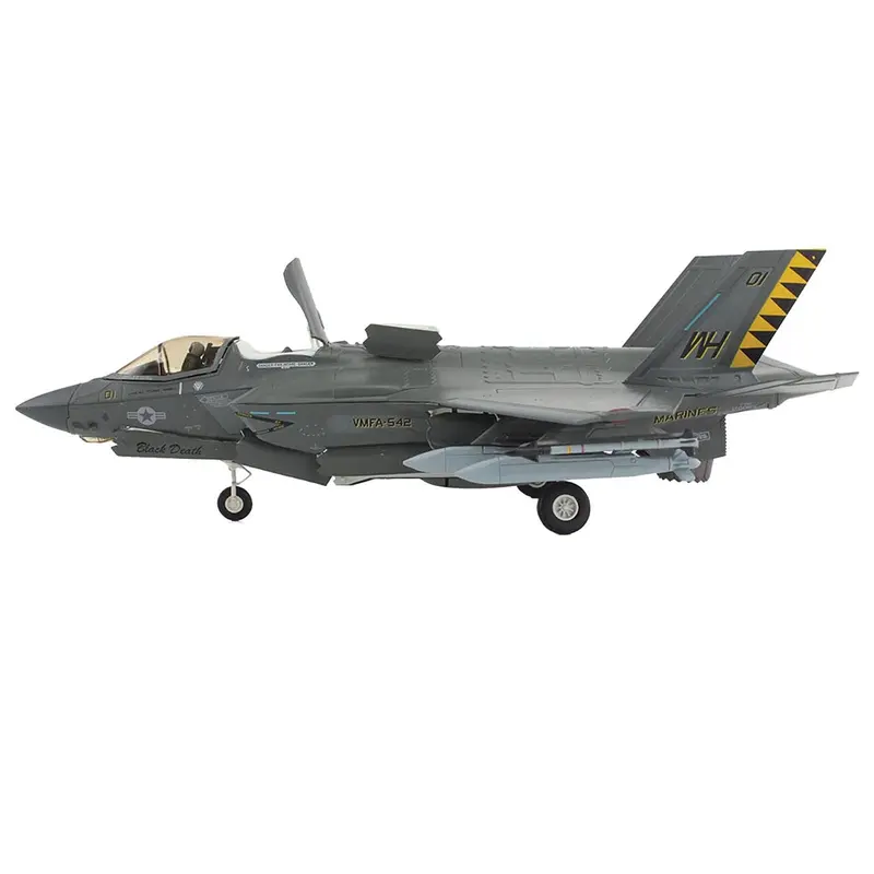 Lockheed Martin F-35B Lightning II Aircraft (Beast Mode) "Black Death VMFA-542 MCAS Cherry Point" (2023) United States Marine Corps "Air Power Series" 1/72 Diecast Model by Hobby Master