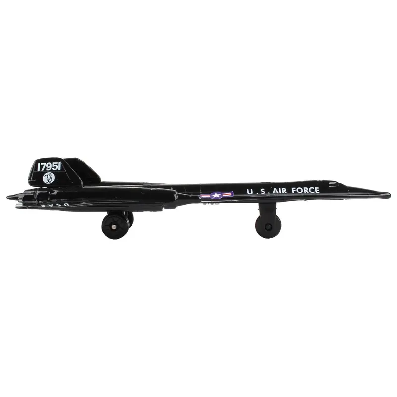 Lockheed SR-71 Blackbird Aircraft Black "United States Air Force" with Runway Section Diecast Model Airplane by Runway24