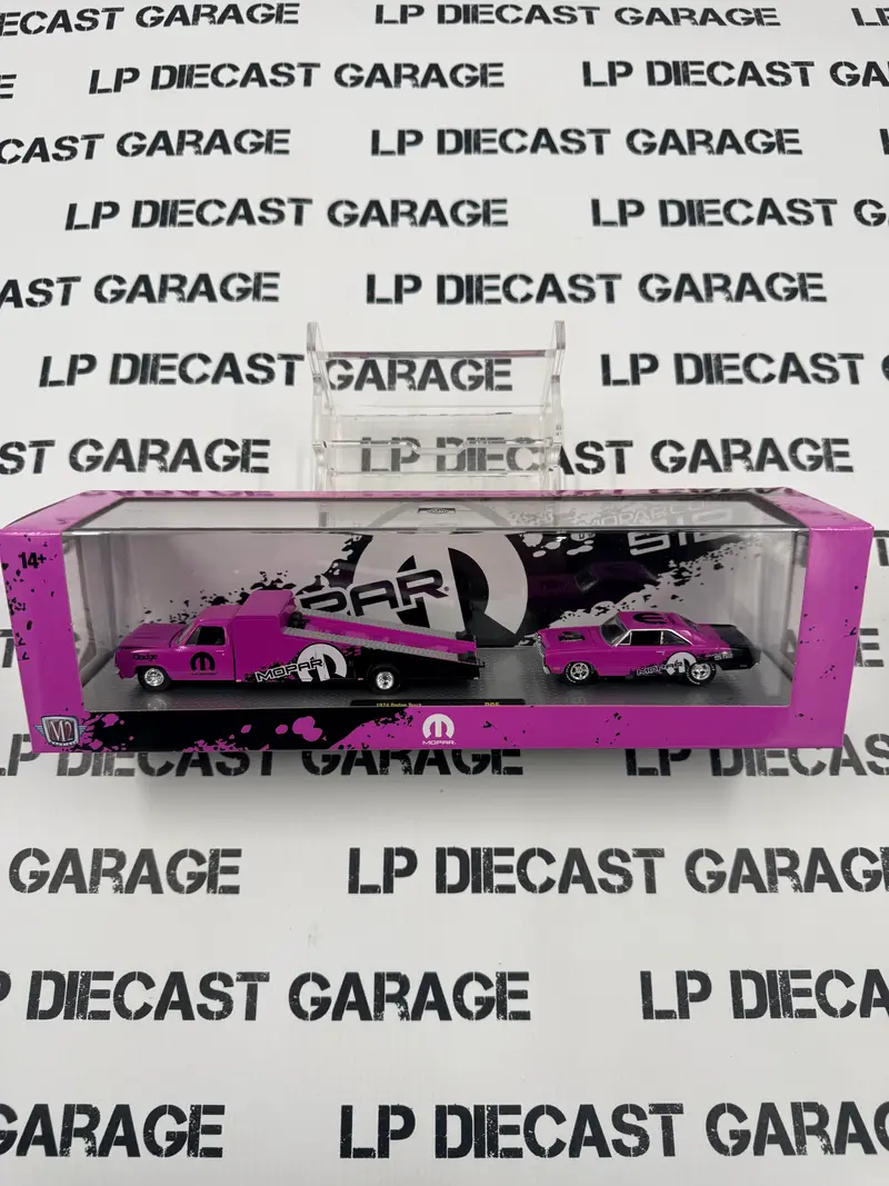 M2 Haulers 1974 Dodge Ramp Truck & Dart Pink w/ Trailer 1