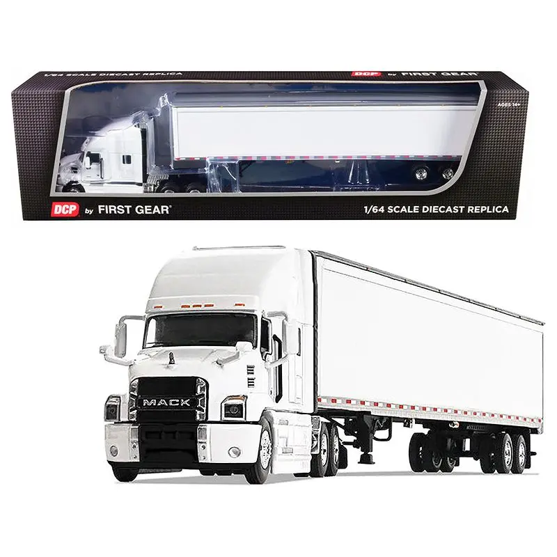 Mack Anthem Sleeper Cab with 53' Trailer White 1/64 Diecast Model by DCP/First Gear