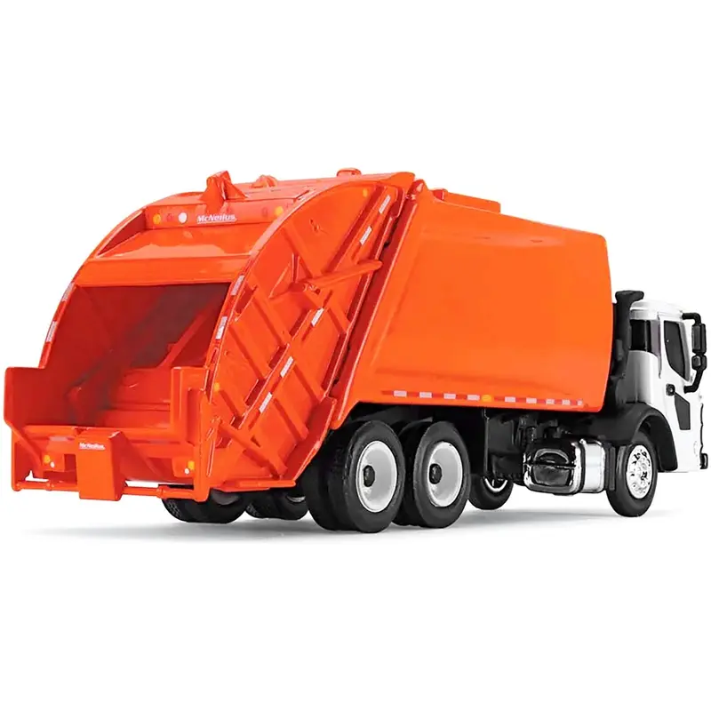 Mack LR with McNeilus Rear Load Refuse Body Orange and White 1/87 (HO) Diecast Model by First Gear