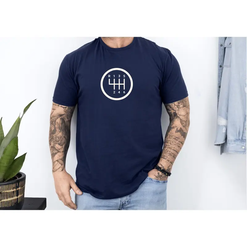 Manual 6-Speed Gear Box Vintage T-Shirt - Light Text Design + Graphic