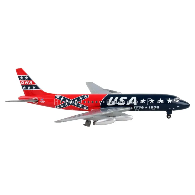 McDonnell Douglas DC-8-21 Commercial Aircraft "Overseas National Airways - USA" Blue and Red Confederate Flag Livery 1/400 Diecast Model Airplane by GeminiJets