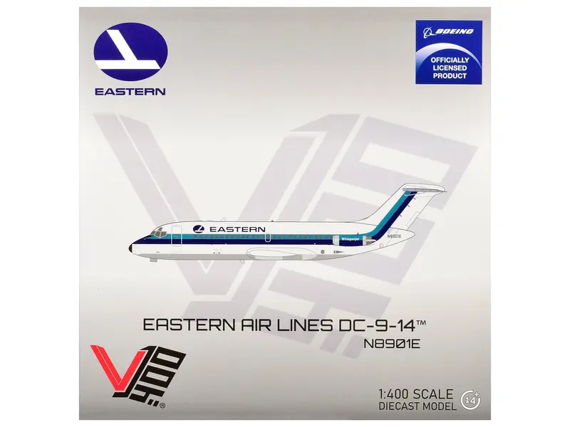McDonnell Douglas DC-9-14 Commercial Aircraft "Eastern Air Lines" (N8901E) White with Blue Stripes 1/400 Diecast Model by V1