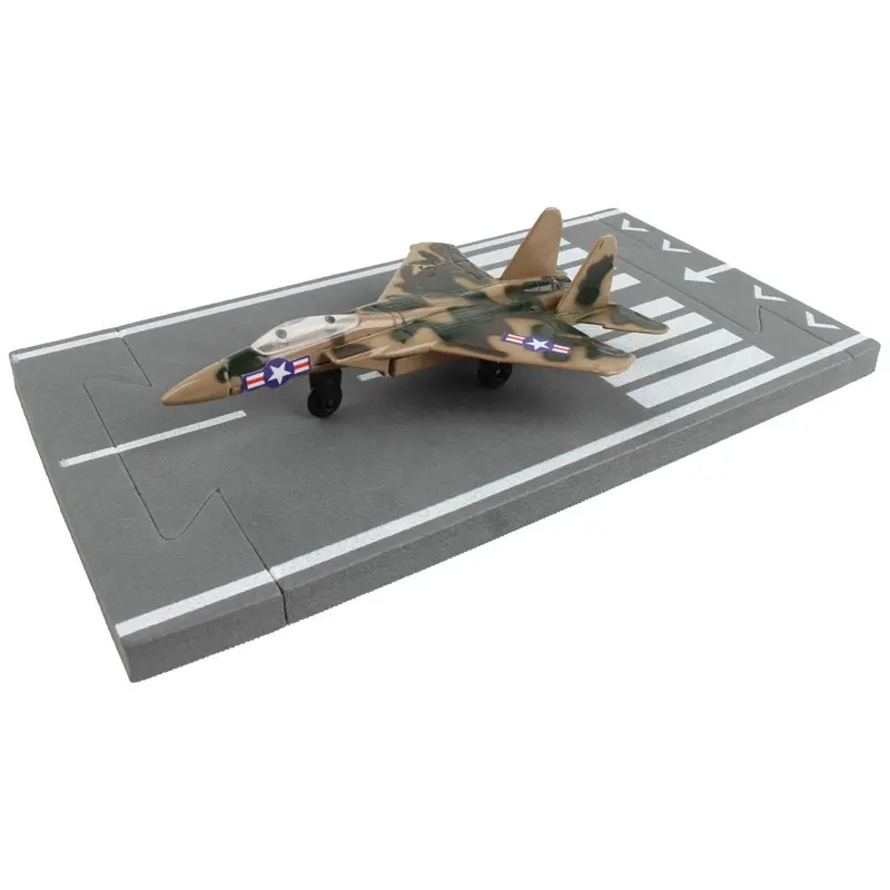 McDonnell Douglas F-15 Eagle Fighter Aircraft Desert Camouflage "United States Air Force" with Runway Section Diecast Model Airplane by Runway24