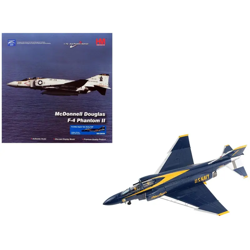 McDonnell Douglas F-4J Phantom II Fighter-Bomber Aircraft "Blue Angels Cdr. Harley Hall 1970 to 1971 Season" United States Navy "Air Power Series" 1/72 Diecast Model by Hobby Master