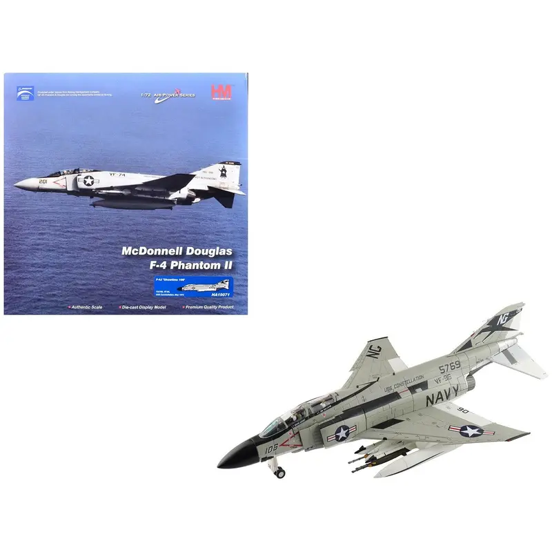 McDonnell Douglas F-4J Phantom II Fighter-Bomber Aircraft "Showtime 106 155769 VF-96 Fighting Falcons USS Constellation" (1972) United States Navy "Air Power Series" 1/72 Diecast Model by Hobby Master