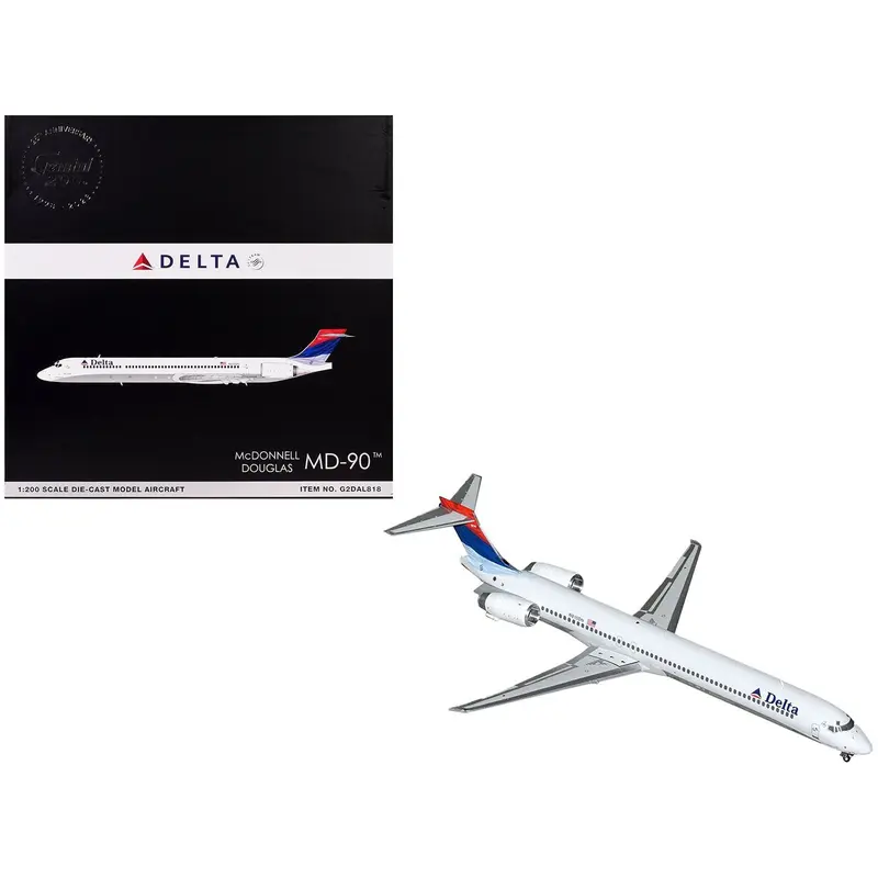 McDonnell Douglas MD-90 Commercial Aircraft "Delta Air Lines" (N910DN) White with Blue and Red Tail "Gemini 200" Series 1/200 Diecast Model Airplane by GeminiJets