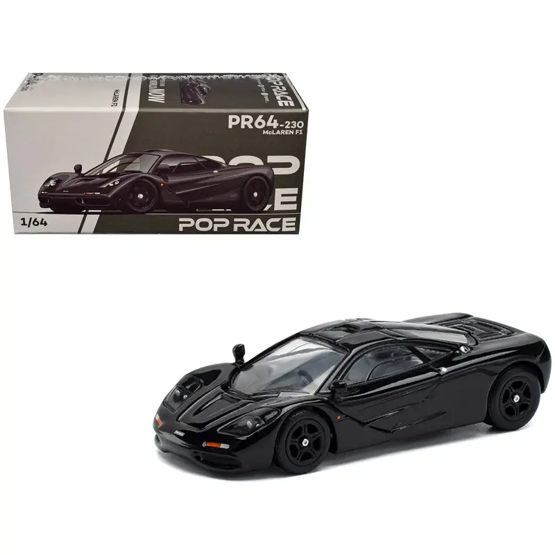 McLaren F1 Jet Black 1/64 Diecast Model Car by Pop Race