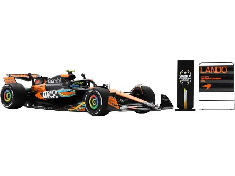 McLaren MCL39 #4 3rd Abu Dhabi GP 2025 Lando Norris F1 Drivers Champion 2025 w/Board 1