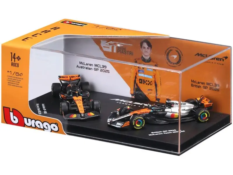 McLaren MCL39 F1 2025 #81 Oscar Piastri Australian GP + #4 Lando Norris British GP 2 Car Set 1